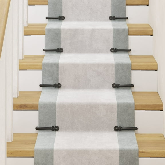 Renovators Supply Black Stair Carpet Runner Holder Clips Decorative Solid Aluminium Black Powder Coat Finish 5 in. L Modern Designed Carpet Rug Holder Clips w/Screws