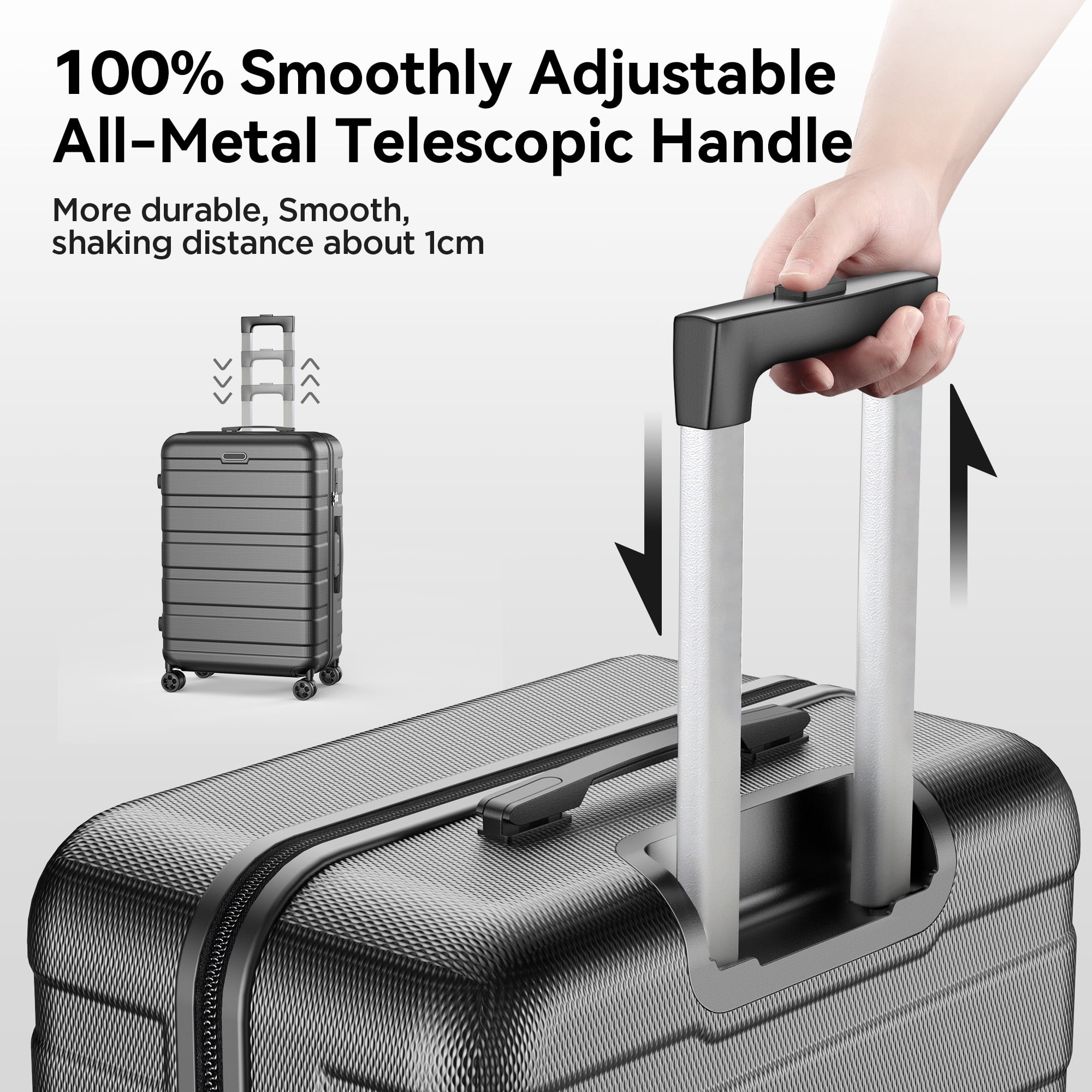 Luggage 11 Piece Set,Lightweight Carry On Luggage Suitcase Set with TSA-style Lock & Spinner Wheels Hardside Luggage Set 14in/20in/24in/28in(Black)