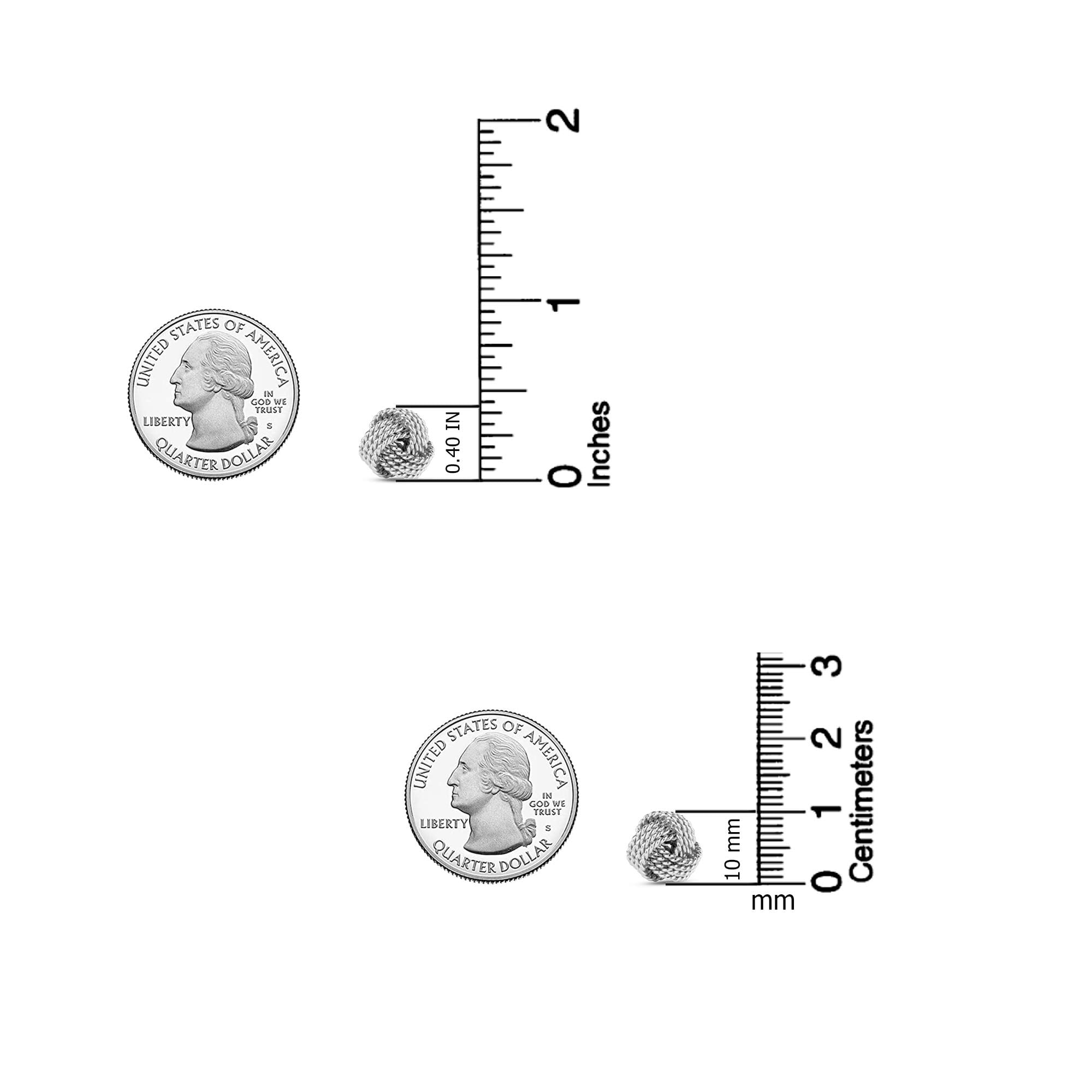 LeCalla 925 Sterling Silver Light-Weight Italian Design Love Knot Stud Earrings Jewelry for Women and Teen 10MM