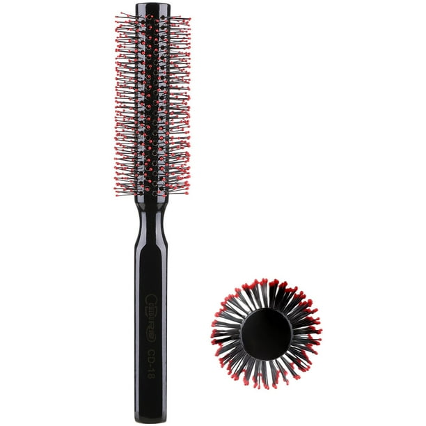 Small Round Hair Brush for Blow Drying with Soft Nylon BristlesWooden