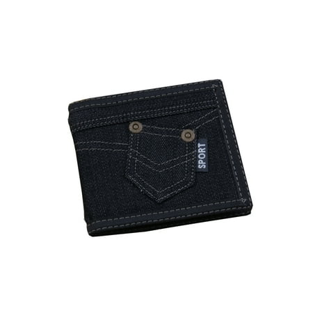 Black Blue Jean Style Wallet Small Pocket on Outside Men Woman Billfold, A-BBB-3-12