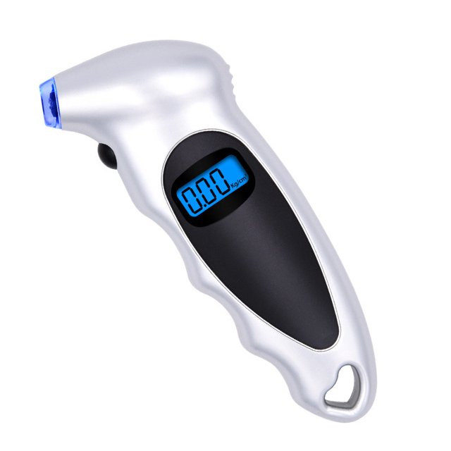 Medidor digital de presión de neumáticos YONGSHENG 150 PSI plateado con retroiluminación LCD y agarre antideslizante