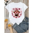 thumbnail image 2 of Women'S Highland Cow Valentine'S Print T-Shirt, "Love You Until The Cows Come Home" Crew Neck, Casual Summer Knit Fabric Top with Medium Stretch, 100% Cotton, Geometric Pattern - 190g/m², 2 of 7