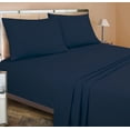 thumbnail image 3 of Bed Sheet Set 4 Piece with 1 Zipper Closure Duvet Cover - 100% Egyptian Cotton & 600 Thread Count 5 Piece Bedding Sheet Set - Fit Upto 12" Inch Deep Pocket - Navy Blue Stripe, Twin-XL Size., 3 of 7