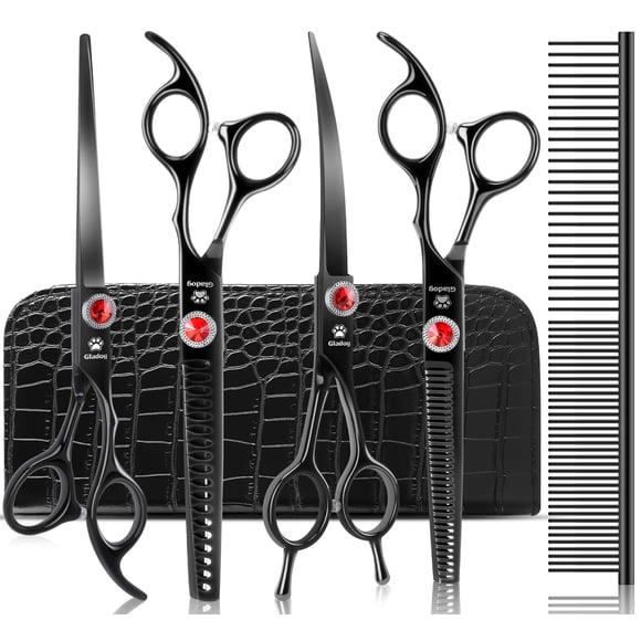 Kit de Tijeras para Grooming de Perros GLADOG 7" de Titanio 6 en 1
