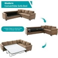 thumbnail image 4 of 104'' Pull Out Couch, Convertible Sleeper Sofa Bed Queen, Upholstered Sectional Sofa with Mattress, 6-Seater L-Shaped Couch, Modern Sectional Couches for Living Room, Apartment, Studio,Brown, 4 of 11