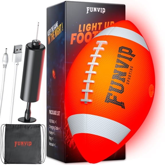 Huge Wave Glow in The Dark Football Size-6, Rechargeable Light Up Football, Outdoor Toys for Boys, Birthday Gift for Kids Ages 7-15