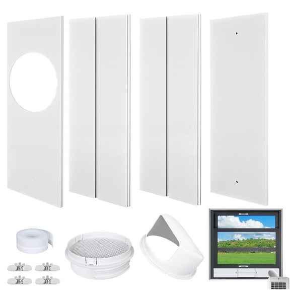 TERRALYX Portable Air Conditioner Window Vent Kit with Waterproof Cover,AC Window Seal Kit Fit for 5.1"/ 5.9" Diameter Hose for Sliding Horizontal or Vertical Window with 4 Seal Plates Ac Exhaust Kit