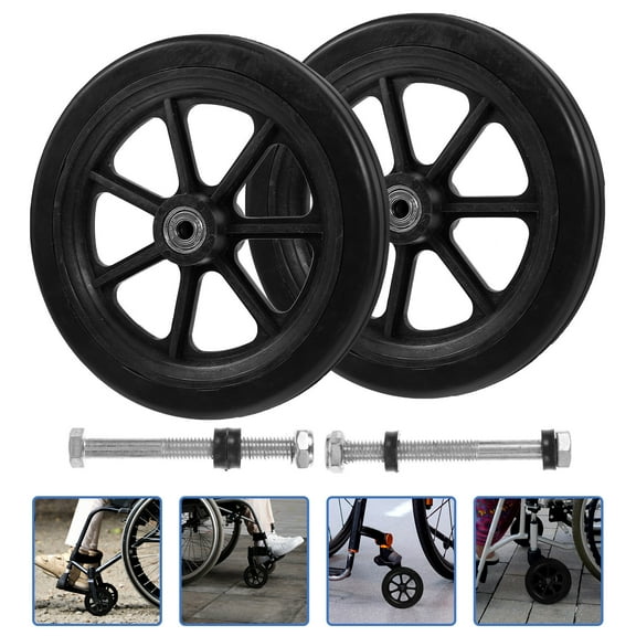 LULULION 2Pack of Front Wheel Replacement Parts for Wheelchair Black PVC for Accessories