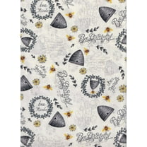 Hi Fashion Bee Hives And Sunflowers On White Novelty 100% Cotton Price per Yard