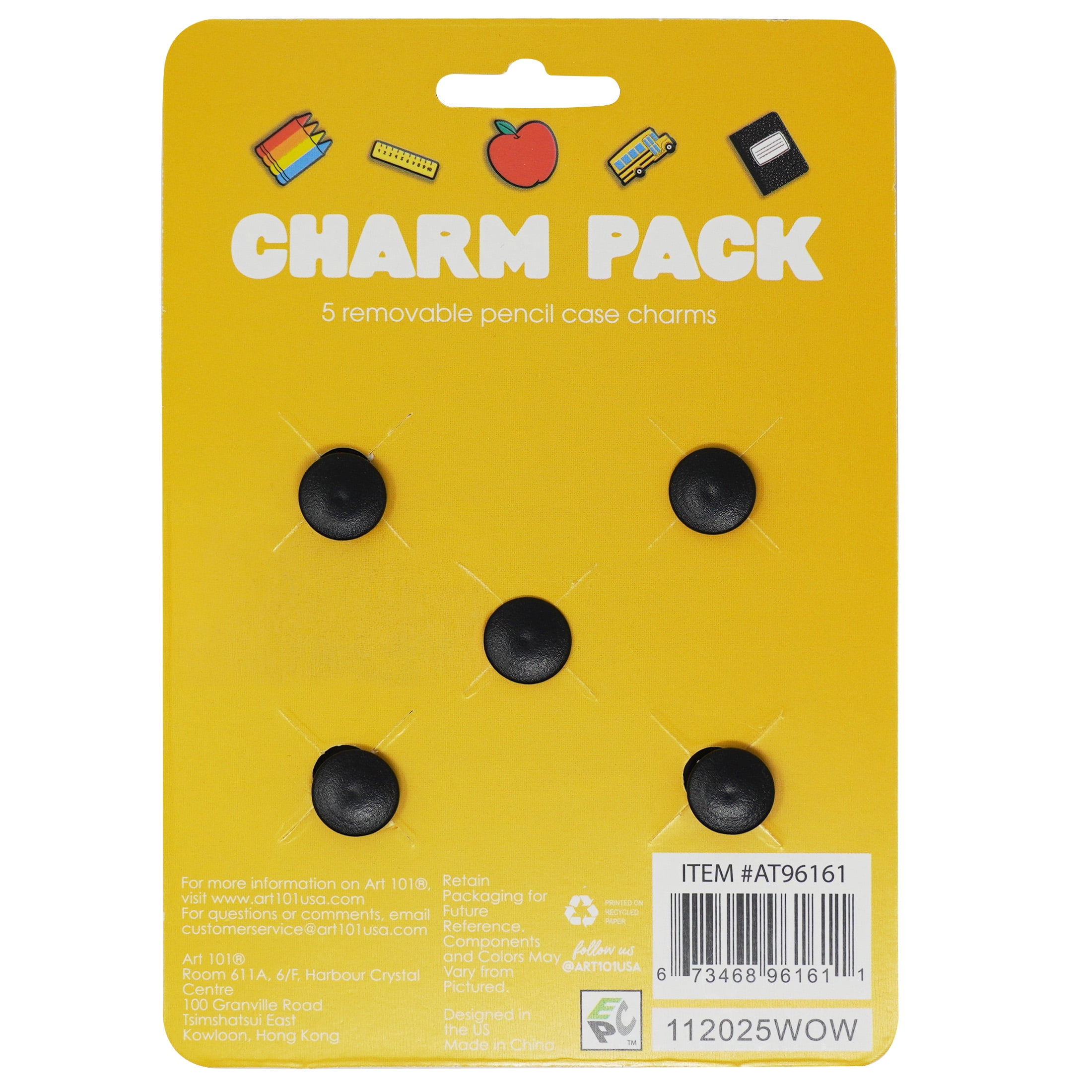 Art 101 School Themed Charms-Pencil Case Accessory, Back to School, 5-Pack