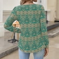 thumbnail image 4 of Kixjoy Green Womens V Neck Shirt Oversized Long Sleeve Button Down Shirt Casual Travel Lightweight Tunic Top Trendy Winter Geometric Print Women's Clothing, Green M, 4 of 4