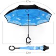 thumbnail image 3 of Flexzion Double Layer Inverted Umbrella - Cars Reverse Umbrella Inside Out Windproof UV Protection Big Straight Umbrella w/ Reverse Folding for Rain Sun Outdoor, Self Standing & C-Shaped Handle (Sky), 3 of 8