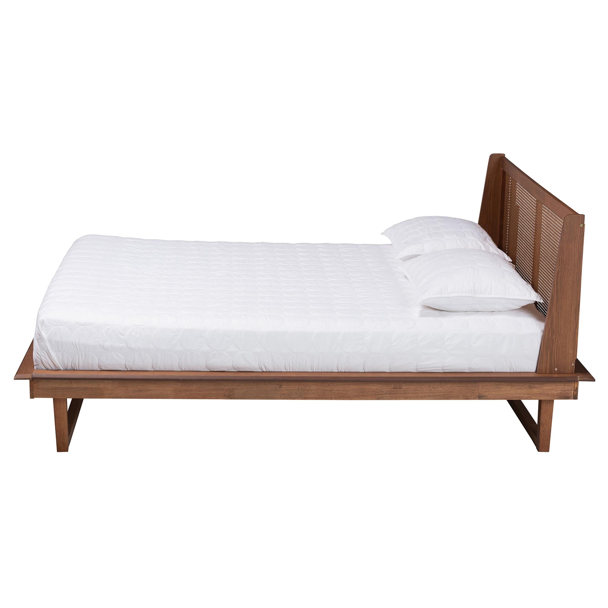 Baxton Studio Aveena Mid-Century Modern Walnut Brown Finished Wood Queen Size Platform Bed