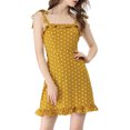 thumbnail image 3 of Women's Polka Dot Ruffle Mini Dress Yellow (Size L / 14), 3 of 8