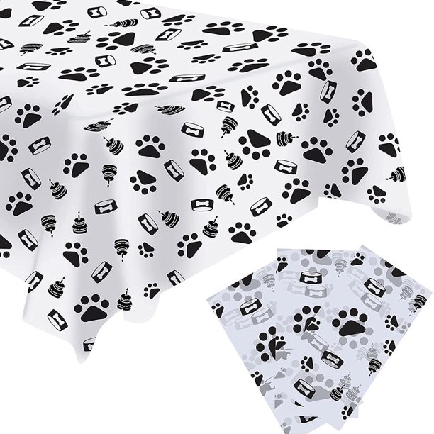 Suministros de fiesta de cumpleaños para perros, mantel con estampado de pata de gran tamaño, decoraciones de feliz cumpleaños para mascotas MFZFUKR CPB-US-YY176-1