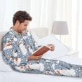 thumbnail image 2 of Mens Pajamas Set - Happy Snowmen Snowfall Comfy Long Sleeve Button Up Pajama Sets for Men 2 Piece, Soft Sleepwear Nightwear Pjs Lounge Sets for Men with Pockets, 2 of 5