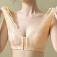thumbnail image 5 of JGTDBPO Front Closure Bras For Women Plus Size Comfortable Full Coverage Bras Lace Front Snap Bras Post Surgery Vest Breathable Gathering Front Opening Buckle Bra Wireless Minimizer Bra Everyday Bra, 5 of 7