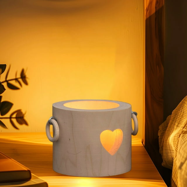 Candelabro de madera en forma de corazón Decoración de ambiente de madera blanca para cena a la luz de las velas y escaparate 9,5x8x6 cm