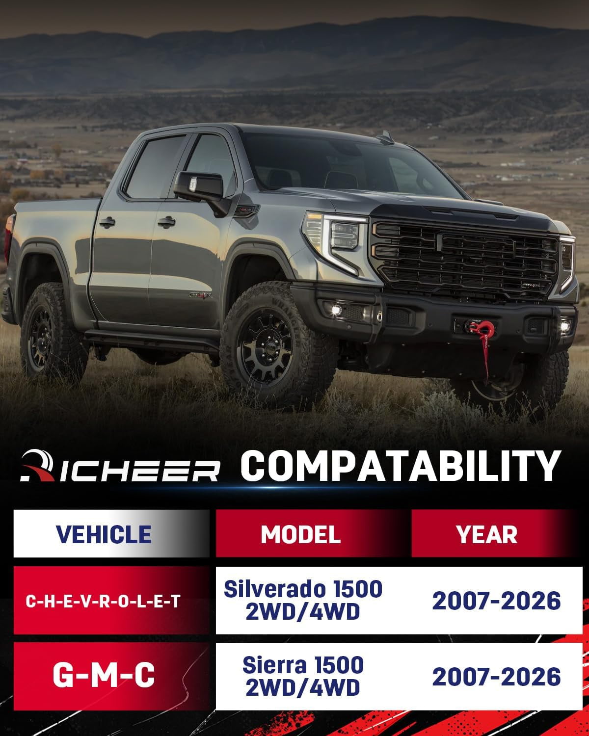 Richeer 3" Front Leveling Lift Kit Compatible with 2007-2026 Silverado 1500 2WD/4WD, Leveling Lift Kit for 2007-2026 Sierra 1500 2WD/4WD Forged Front Strut Spacers Raise Front of Vehicle by 3"