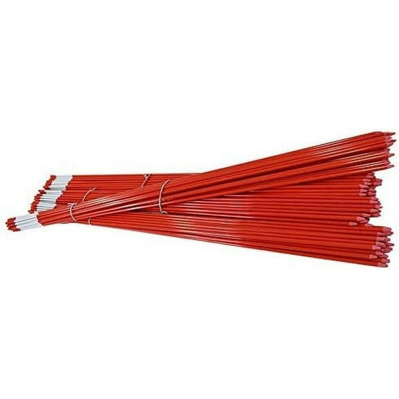 HOSTIC Driveway Marker, Snow Stakes, Plow Stakes, Reflective Tape, 5/16" Diameter x 48", Fiberglass, Red, 50 Pack
