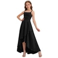 thumbnail image 6 of SGFCWSX Girls Pageant Dress Spaghetti Strap Satin High Low Hem Ruched Wedding Party Dresses for Kids Black Size 11, 6 of 7