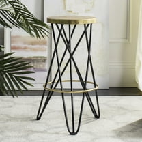 SAFAVIEH Lorna Mid-Century Retro Gold Leaf Iron Barstool, Black