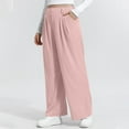 thumbnail image 5 of Frostluinai Women's High-Waisted Wide Leg Pants Solid Color Flowy Lounge Pants Loose Fit Casual Trousers with Elastic Waist, 5 of 7