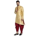 thumbnail image 3 of eloria Solid Dupion Silk Indian Stylish Traditional Men's Kurta With Dhoti Dress Party Wear Set, 3 of 6