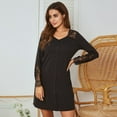 thumbnail image 3 of Women Nightgown Lace Plus Size Long Sleeve Sleep Nightshirt Loungewear Button Down Pajama, 3 of 8