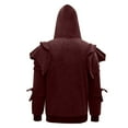 thumbnail image 5 of Dwelliawo Mens Medieval Knight Hoodie Armor Retro Mask Halloween Party Sweatshirt Cosplay Elbow Protection Long Sleeve Costumes with Kangaroo Pocket Wine 2XL, 5 of 6
