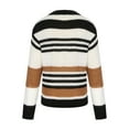 thumbnail image 5 of Herrnalise Women's Knitted Crop Tops Ladies Fashion Casual Pullover Knit Striped Intercolor Long Sleeve Crewneck Sweater Knitwear Pullover Jumper Sweaters, 5 of 9