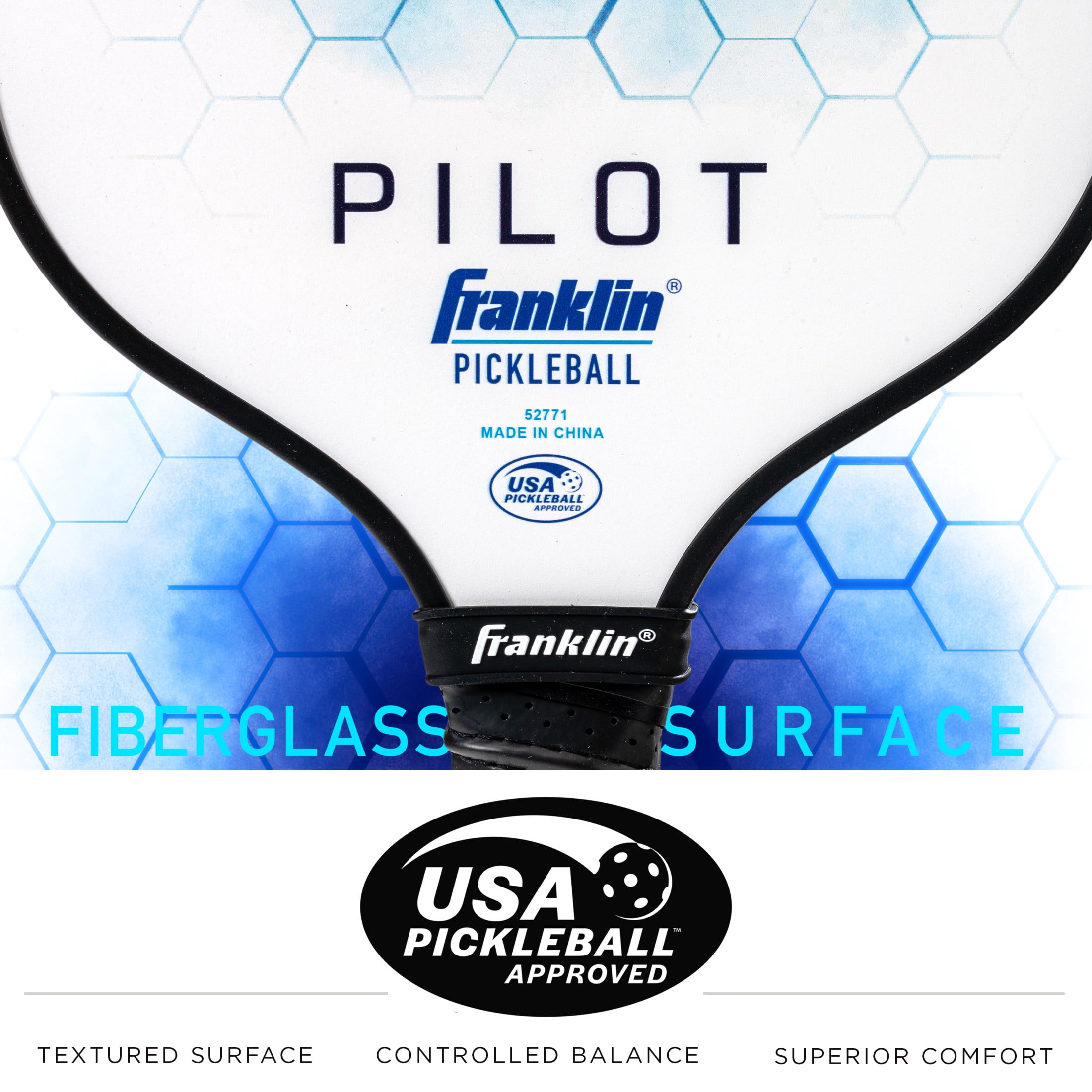 Franklin Sports Pilot Pickleball Paddle - Poly 10mm Core Racket - Blue
