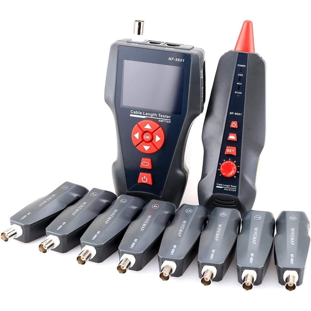 Probador de cables de red multifunción NF-8601/NF-8601W, comprobador de longitud de cable LCD, comprobador de punto de ruptura, versión en inglés, KELUSHI (NF-8601W)