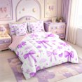thumbnail image 2 of Manfei Purple Girly Bowtie 7-Piece King Bedding,Ribbon Bow King Bed in a Bag,Pink Reversible, 2 of 7