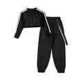 thumbnail image 2 of Zaldita Kid Girls Mesh Long Sleeve Crop Top with Chain Pocket Pants for Dance Performance Sportswear Black 12, 2 of 7