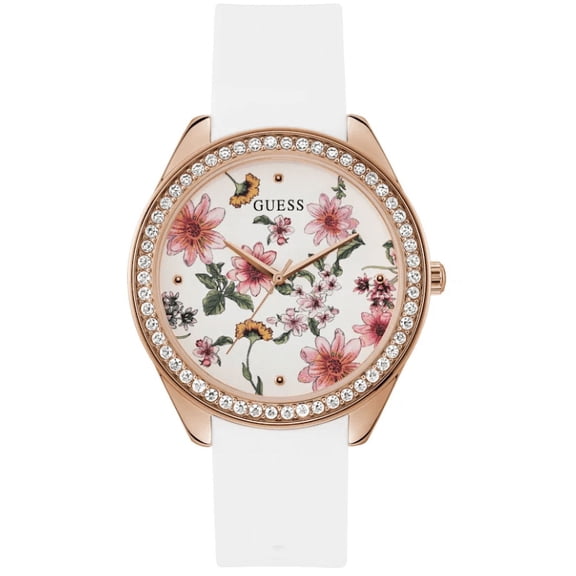 GUESS Floral and Rhinestone Analog Watch U1204L2