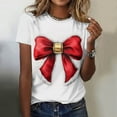 thumbnail image 2 of Kedxroy Christmas Shirts for Women Christmas Shirt Xmas Bow Graphic Holiday T-Shirt Tops(Red,L), 2 of 6