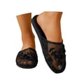thumbnail image 3 of PMVFHDE Embroidered Mesh Slippers Women Boxy Mule Flat On Shoes Indoor Comfort Breathable Casual Sandals Black - 5.5, 3 of 8