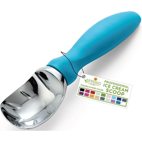 Cuillère à Crème Glacée avec Poignée à Prise Souple, Cuillère Professionnelle Robuste et Durable, Outil de Cuisine de Qualité pour Pâte à Biscuits, Gelato, Sorbet, Saphir