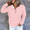 thumbnail image 4 of YUGYXL Women's Half Button Hoodies Loose V Neck Pullover Sweatshirts Trendy Casual Long Sleeve Going Out Tunic Tops Pink M, 4 of 4