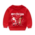 thumbnail image 4 of Ropa de abrigo de invierno para niñas de 2 a 6 años, disfraz rojo de fiesta de Navidad para niñas pequeñas, sudaderas con capucha estampadas de Papá Noel para niños, 4 of 5