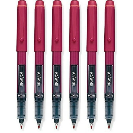 Pilot Bravo Liquid Ink Marker Pens, Bold Point, Red Ink, 6-PACK(11036)
