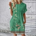 thumbnail image 2 of DPTALR Robe à Manches Courtes et Col Rond Imprimé Floral pour Femmes, Simple et Confortable, avec Poche, 2 of 6