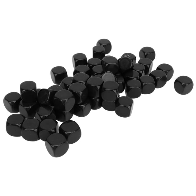 50 Pieces 16MM Blank , Acrylic Six Sided Black & White with Smoothed Surface, Customizable DIY for Game, Party, Fun, DIY Sticker and Math Teaching