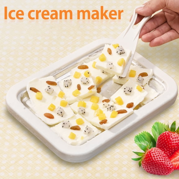 verlacoda Ice Cream Maker Pan with 2 Scrapers Ice Cream Maker Plate Multifunctional Cold Sweet Fried Food Plate Durable Rolled Ice Cream Maker Homemade Rolled Cream Frozen Yogurt Gelato