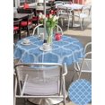 thumbnail image 5 of Outdoor Tablecloths with Umbrella Hole & Zipper, Blue Morocco Round Tablecloth 54 Inch, Moroccan Abstract Geometric Quatrefoil Plaid Waterproof Table Cloth, Patio/Pool/Picnic Table Covers, 5 of 8
