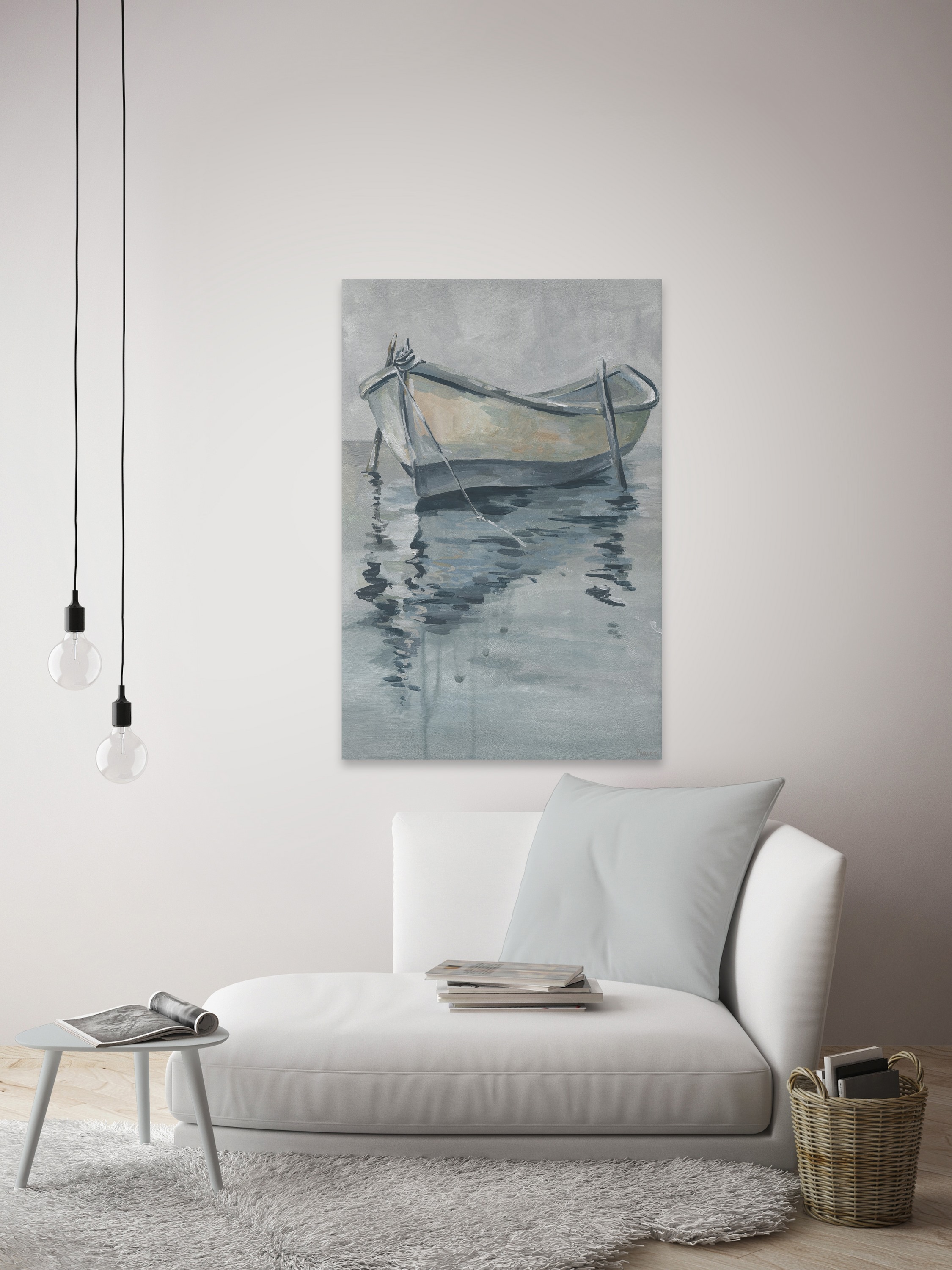 Parvez Taj Gloomy Boat Canvas Wall Art
