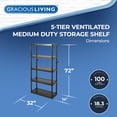 thumbnail image 2 of Gracious Living Fixed Height 5 Shelf Medium Duty Black, 2 of 11