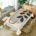 thumbnail image 5 of 60x84inches Boho Mid Century Tablecloth Abstract Geometric Leaves Moon Modern Minimalist Plant Fabric Table Cloth Spill Proof Washable Table Cover for Dining Room Kitchen Indoor Outdoor Use, 5 of 7